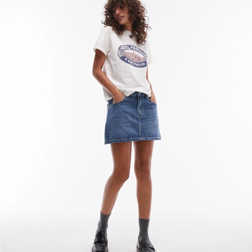 Topshop Classic Blue Denim A-Line Skirt